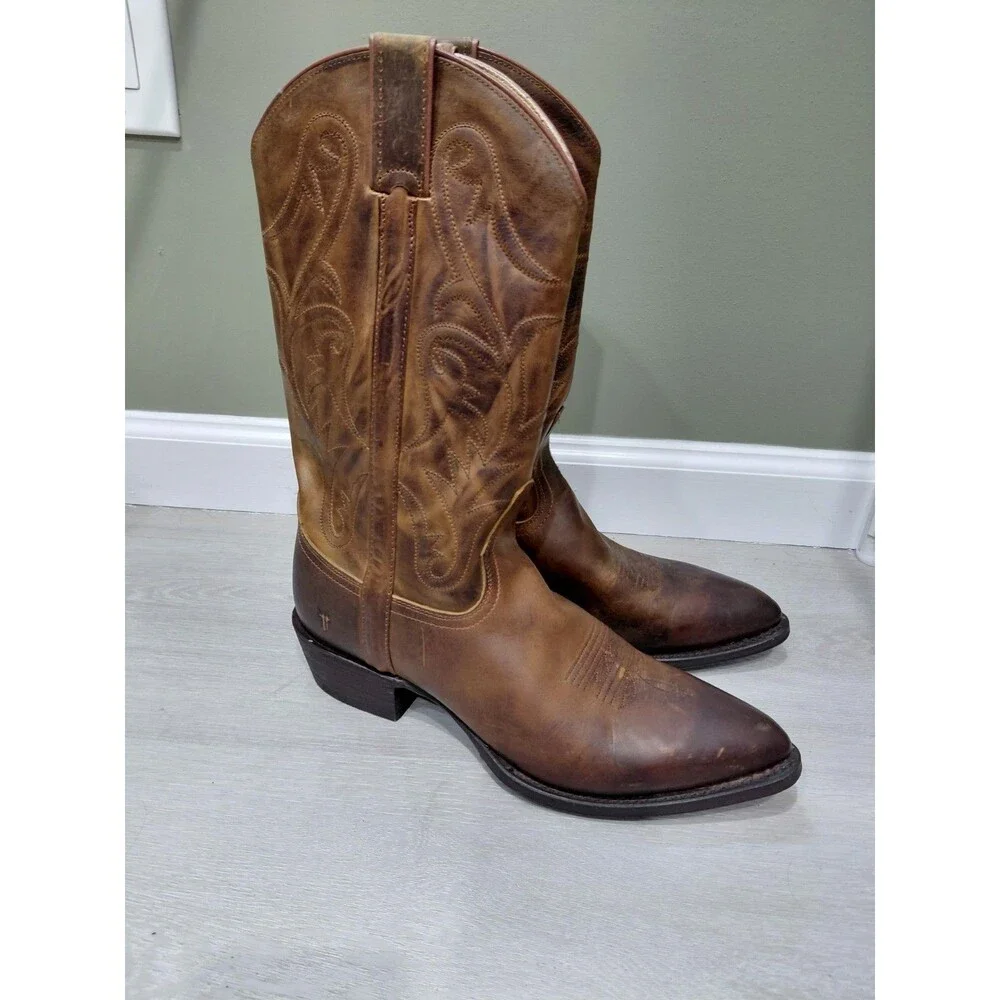 Frye 279034 Men’s Brown Leather Western Boots- sz 10.5 D